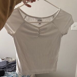 Art Class White Ribbed Crop Top